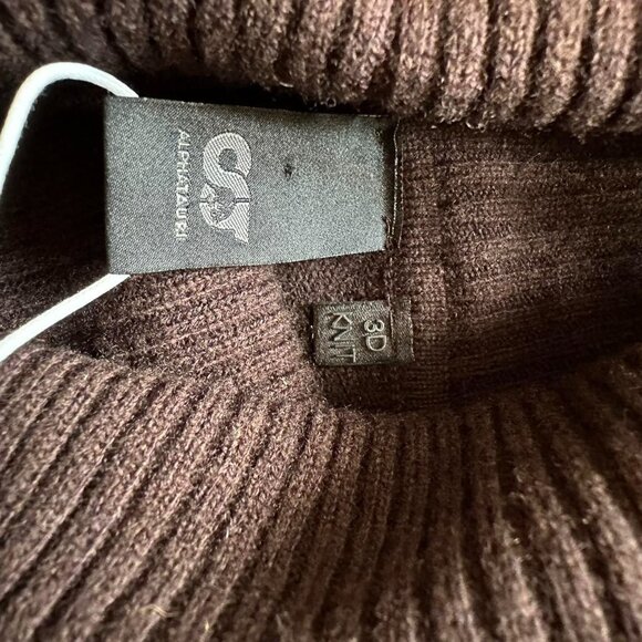 NWT Alpha Tauri 3D Knit Cashmere Wool Blend Turtleneck Sweater Women Large Brown - Picture 5 of 8